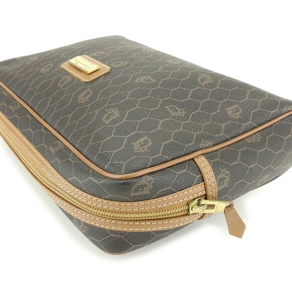 DIOR Clutch Bag Logo Pattern PVC ?~ Leather Authentic USED - Picture 2 of 4